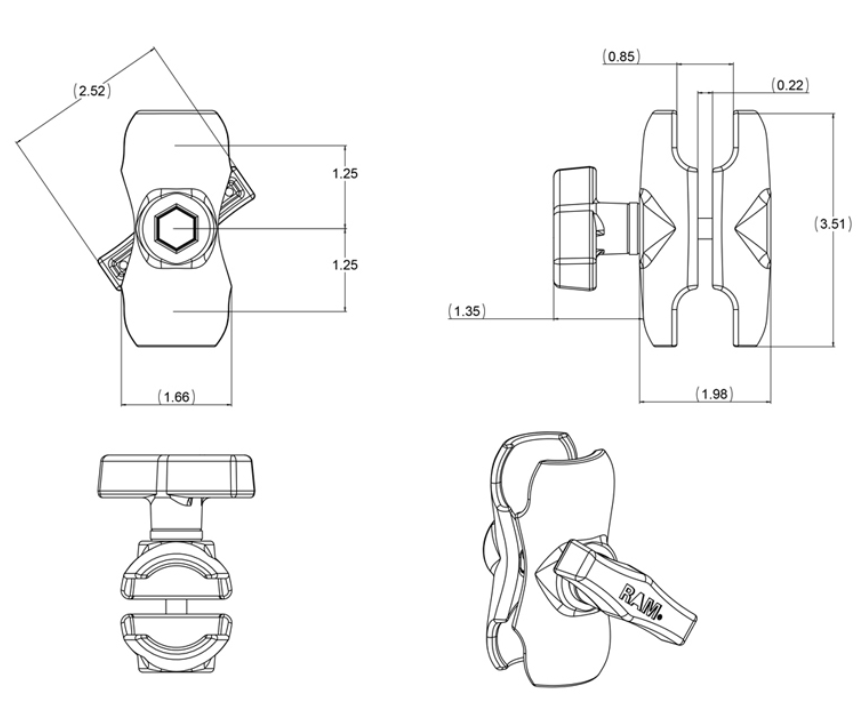 RAM SHORT DOUBLE SOCKET ARM C SIZE
