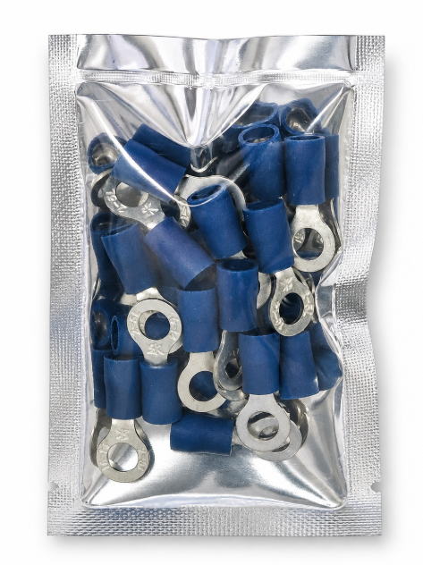PRE-INSULATED RING TERMINAL (1.0-2.6MM CABLE) BLUE 5MM STUD (PACK OF 20)