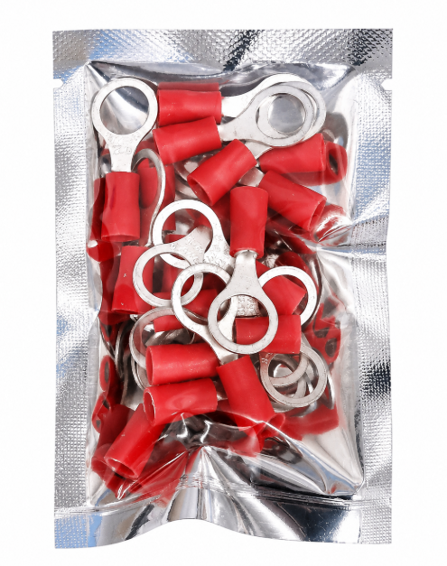 PRE-INSULATED RING TERMINAL (0.5-1.6MM CABLE) RED 8MM STUD  (PACK OF 20)