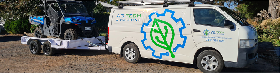 Ag Tech & Machine van towing a trailer with a utility vehicle